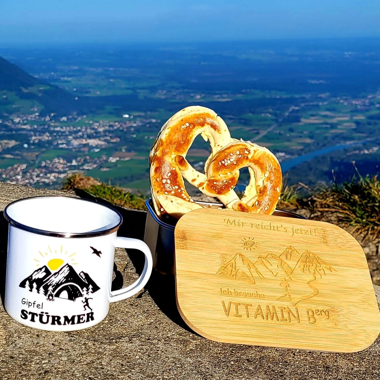 DekoAlm24 Lunchbox - Mir reicht's Ich geh Boarden - aus Edelstahl mit Bambusdeckel & Spannband