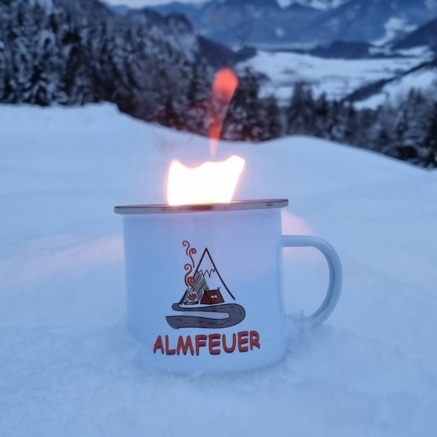 DekoAlm24 - AlmFeuer - Emaille - Outdoor-Kerze