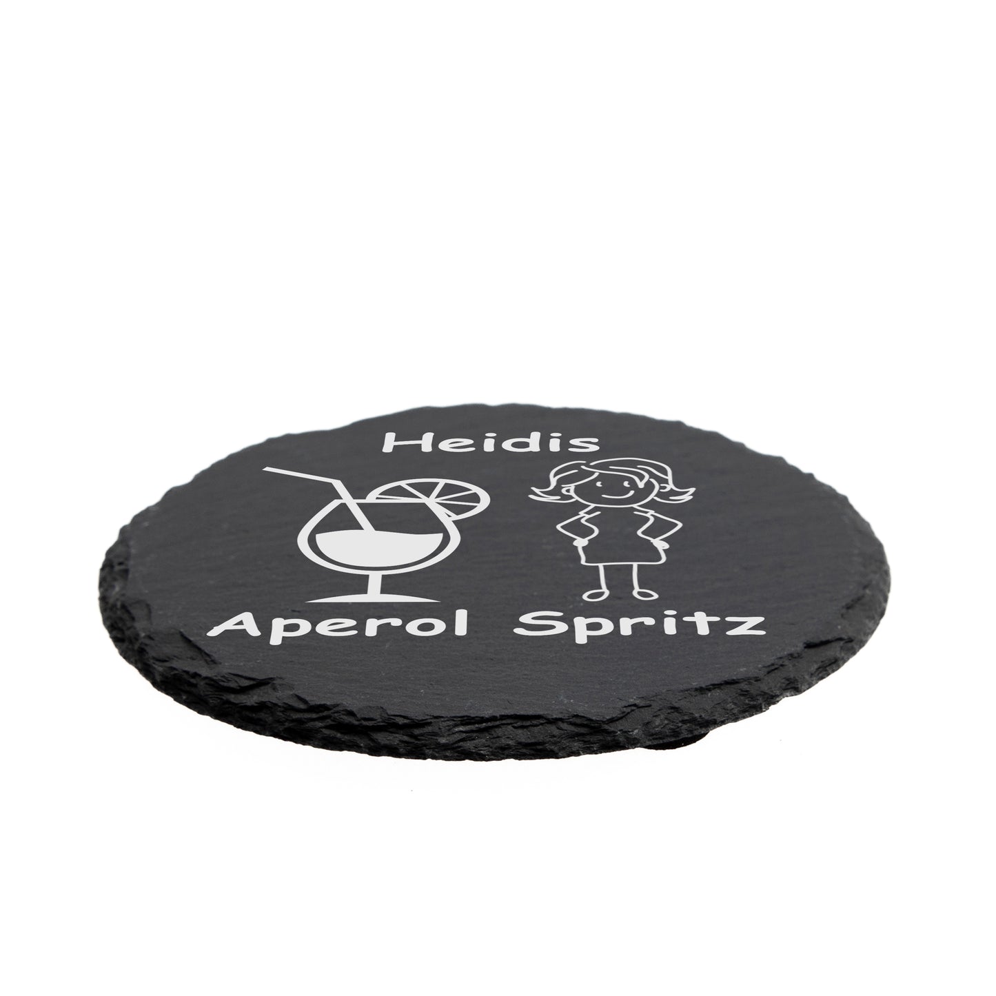 Glasuntersetzer rund - Spritz - Schiefer - personalisiert - 10cm