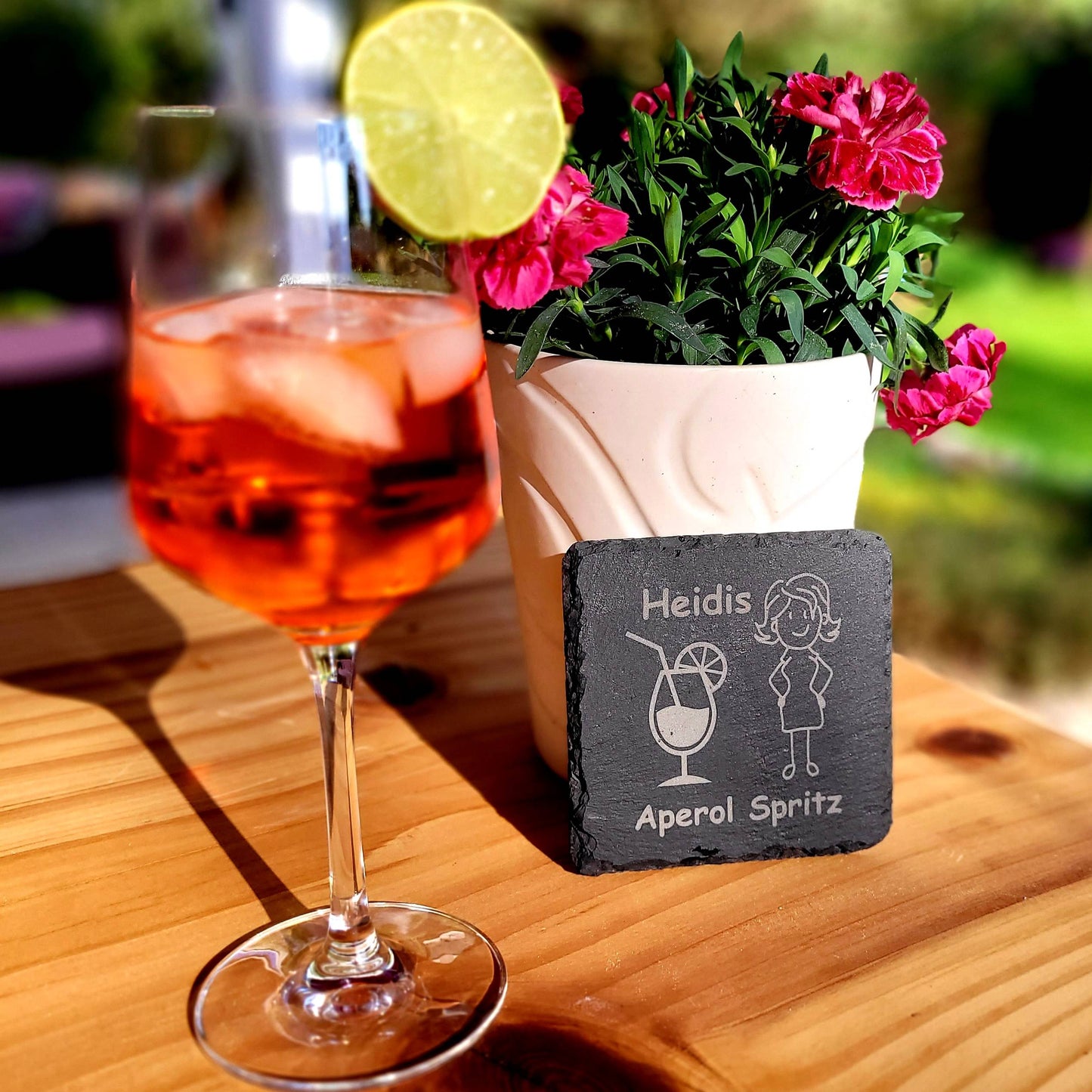 Glasuntersetzer - Spritz - Schiefer - personalisiert