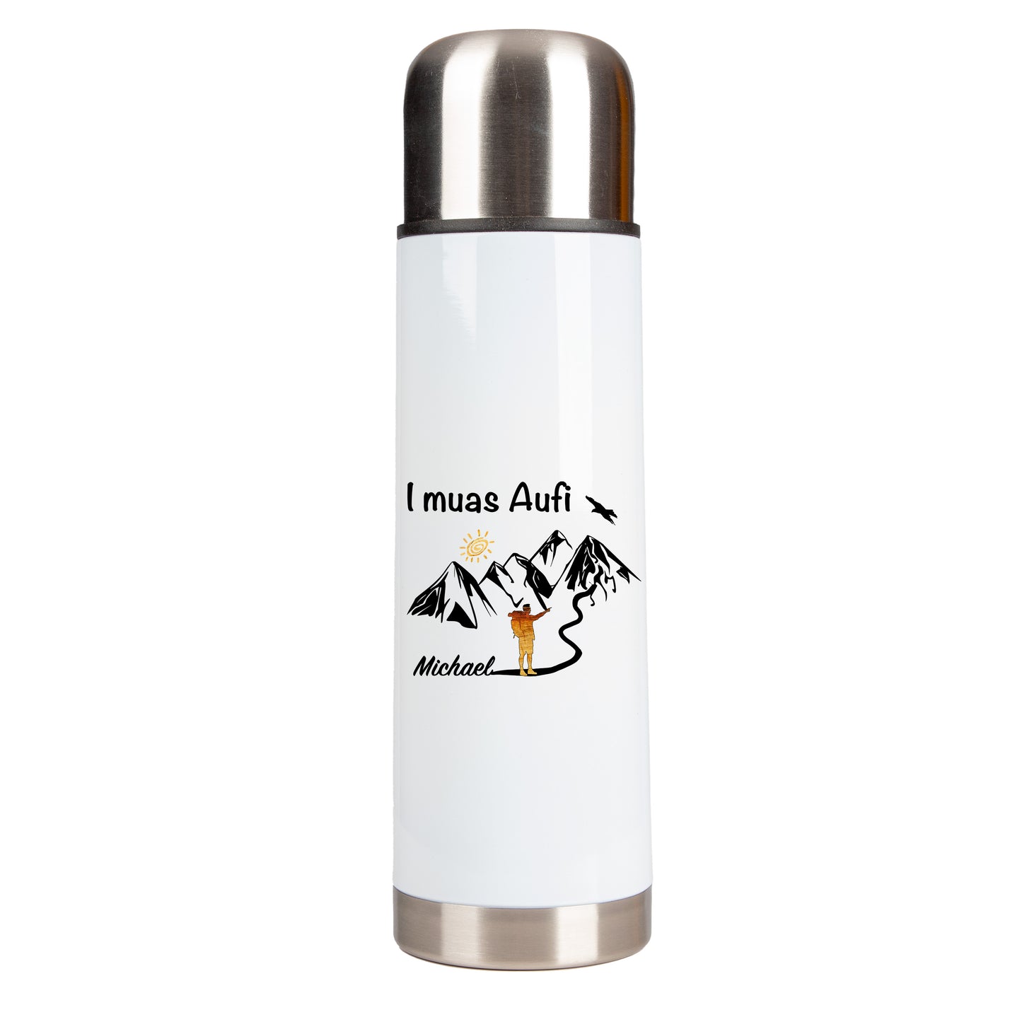 DekoAlm24 Thermosflasche - I muas Aufi - personalisiert - Edelstahl