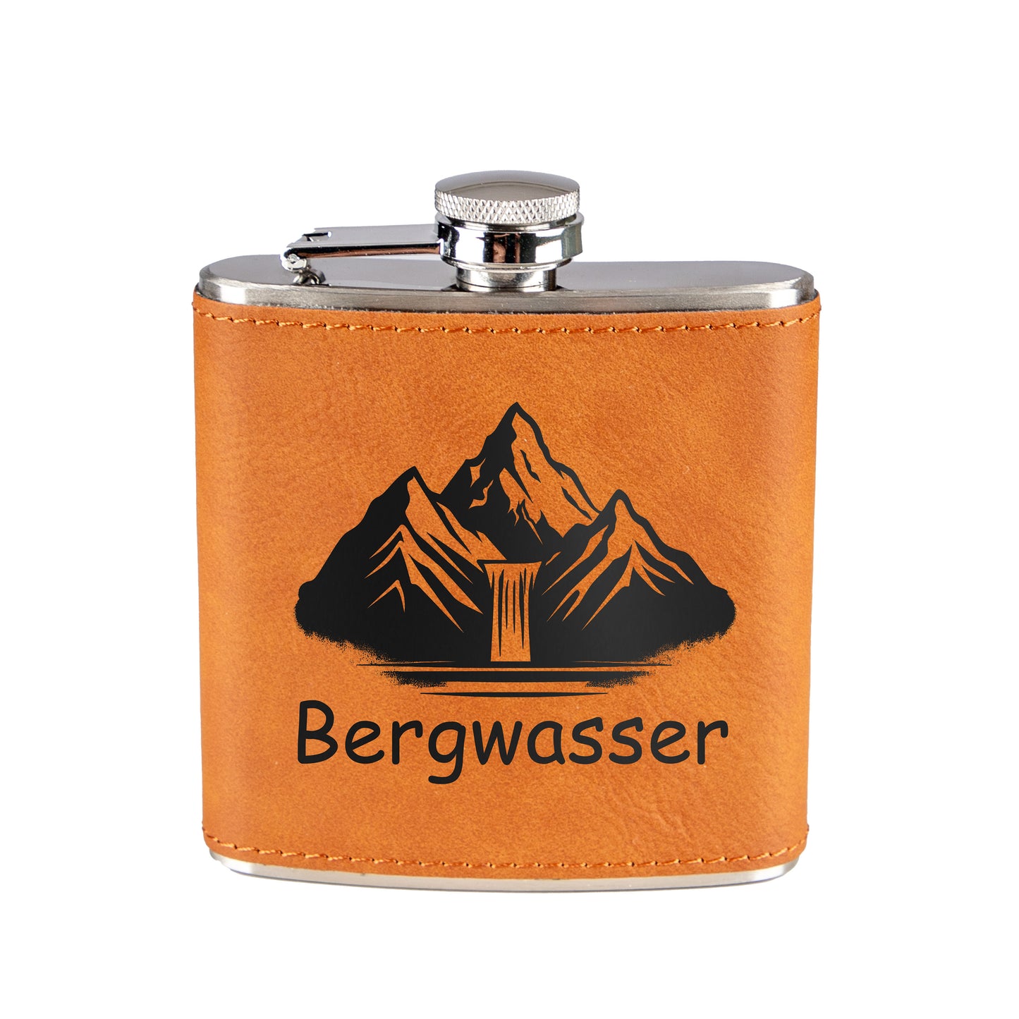 Flachmann - Bergwasser - Leder-Optik