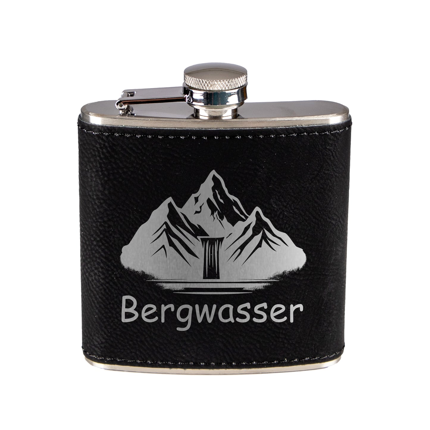 Flachmann - Bergwasser - Leder-Optik