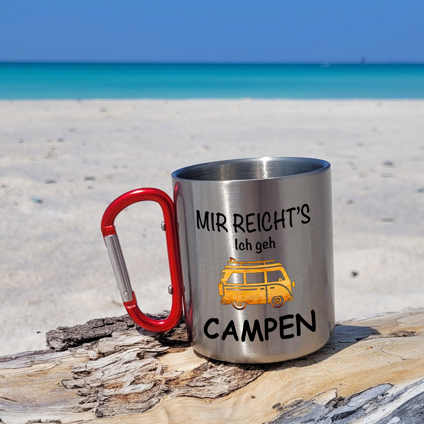 Edelstahl Tasse / Thermo Becher mit Karabiner | Mir Reicht's Ich geh CAMPEN