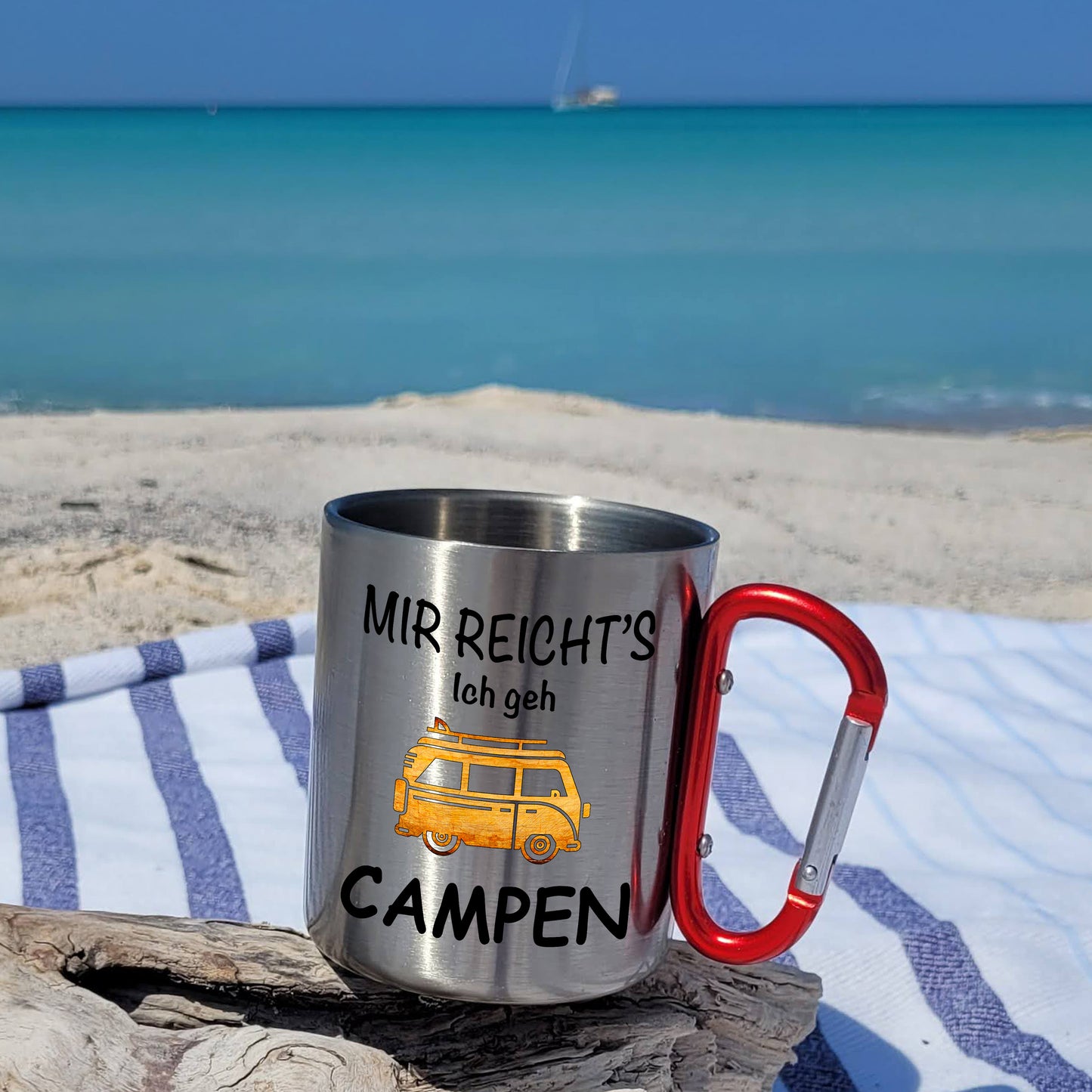 Edelstahl Tasse / Thermo Becher mit Karabiner | Mir Reicht's Ich geh CAMPEN