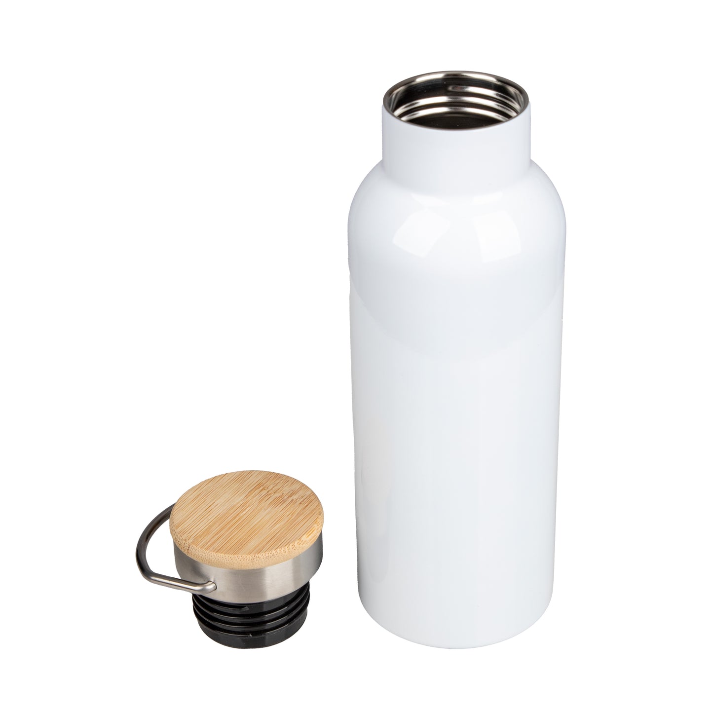 Edelstahl Thermoflasche „Gipfelhoibe“ – 500 ml | Isolierflasche mit Bambusdeckel
