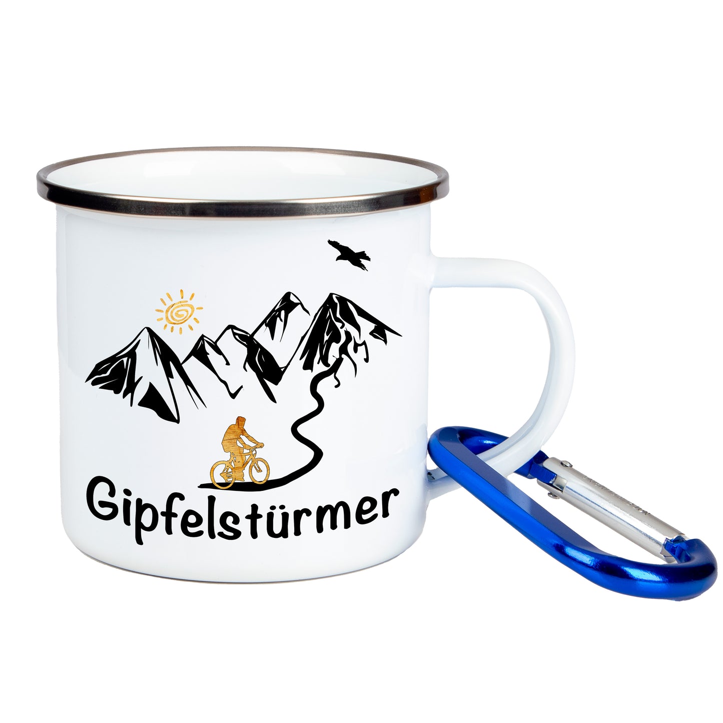 DekoAlm24 Tasse - Gipfelstürmer - Emaille (Silber)