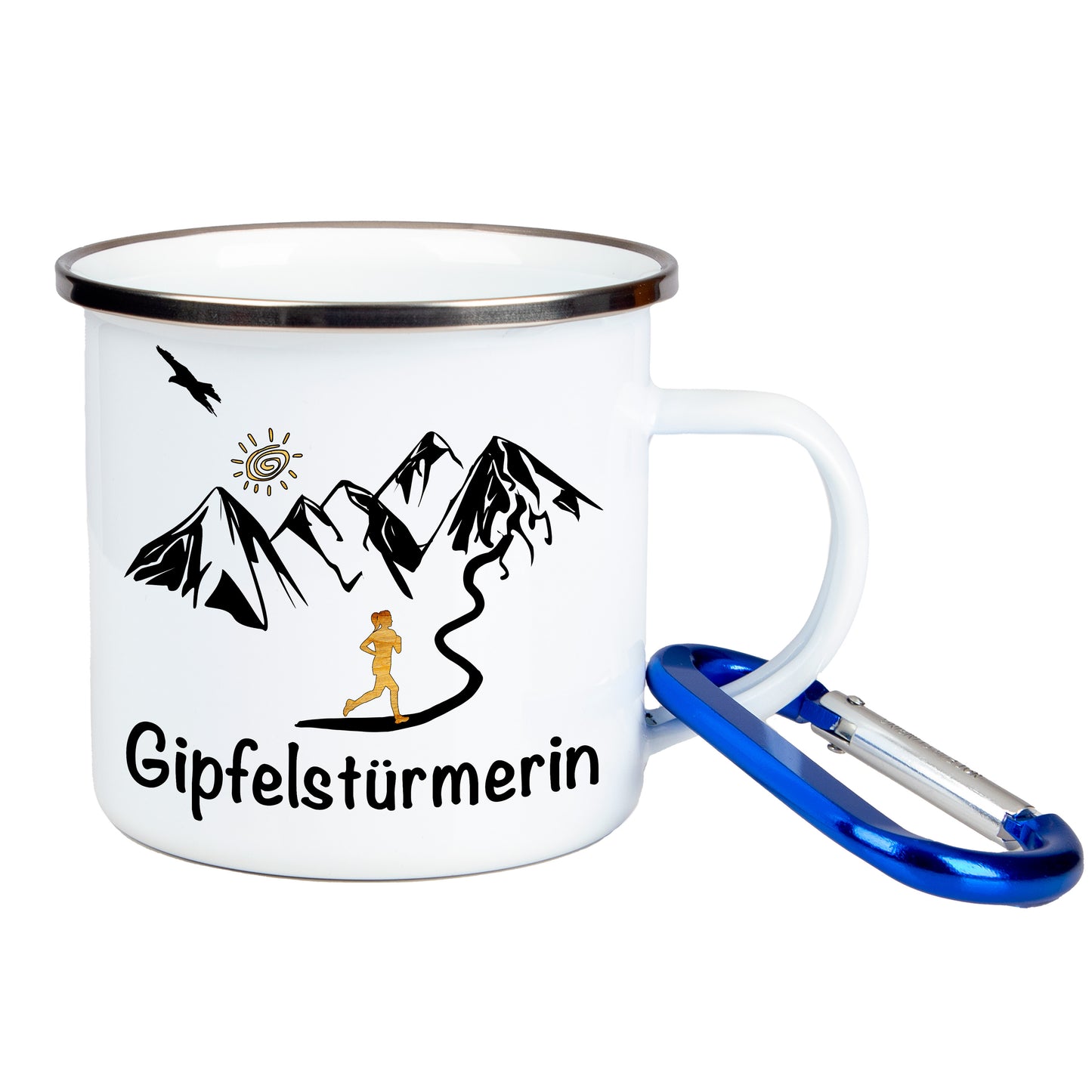 DekoAlm24 Tasse - Gipfelstürmer - Emaille (Silber)