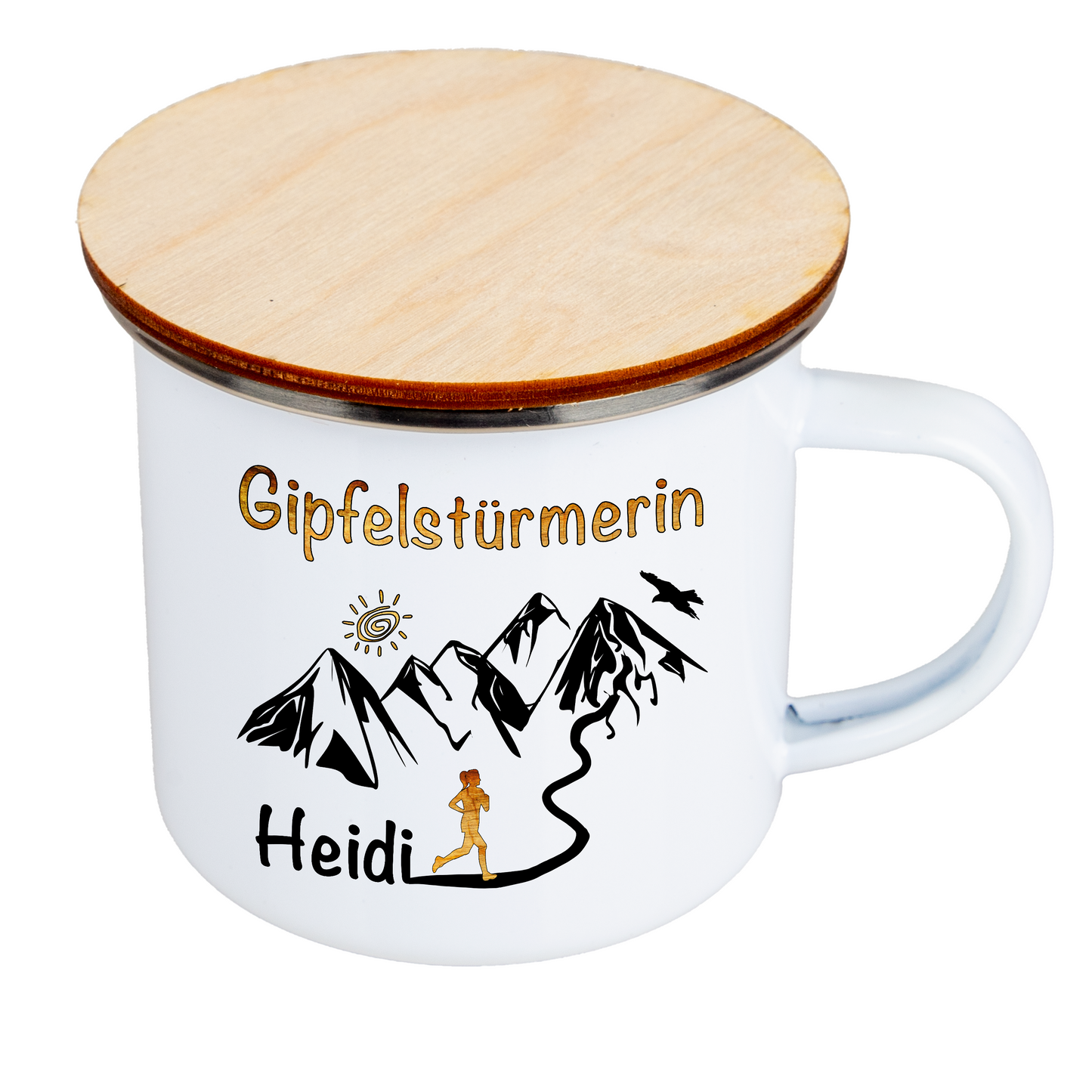 AlmFeuer | Schmelzfeuer | Gipfelstürmerin personalisiert - Emaille - Outdoor-Kerze