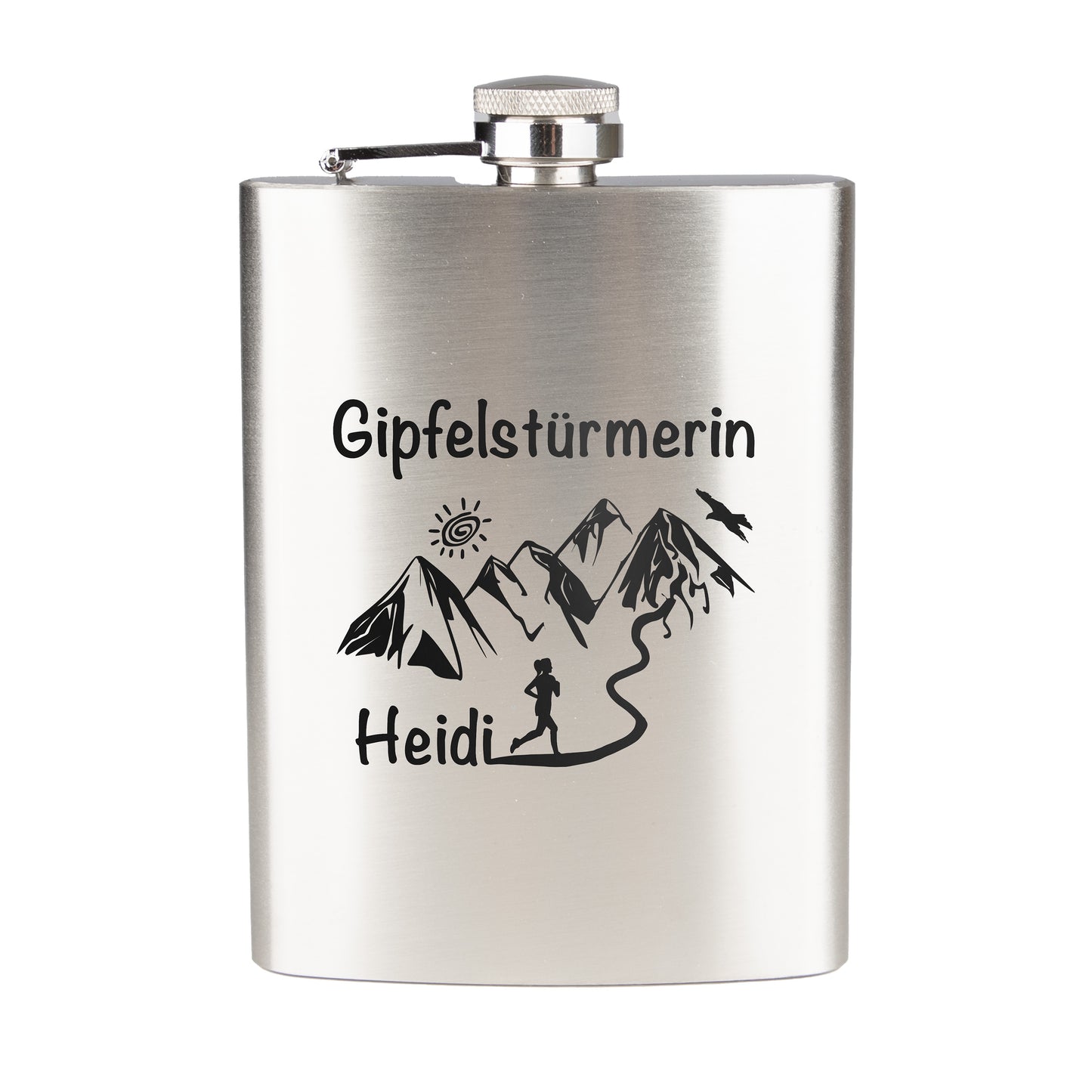 Flachmann Edelstahl - Gipfelstürmerin - personalisiert / graviert