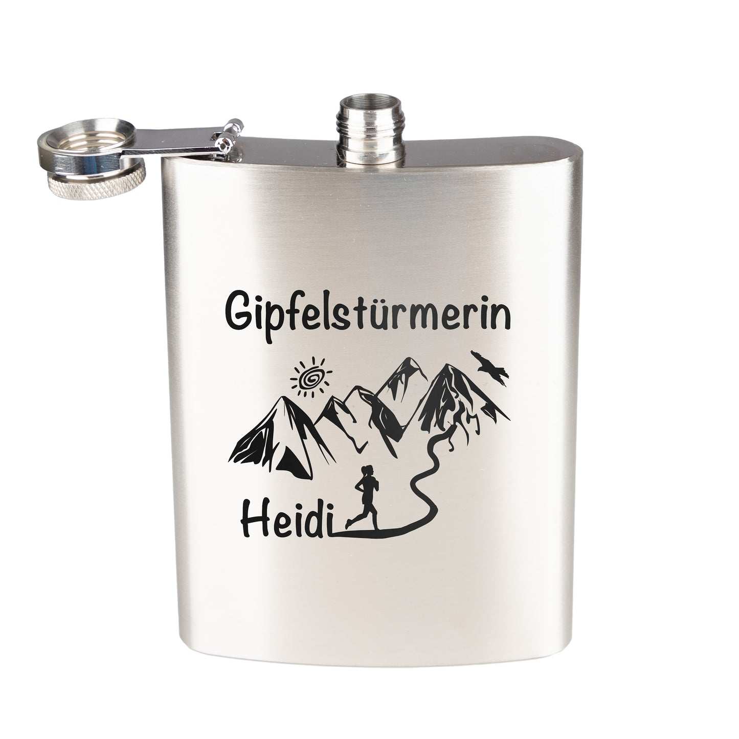 Flachmann Edelstahl - Gipfelstürmerin - personalisiert / graviert