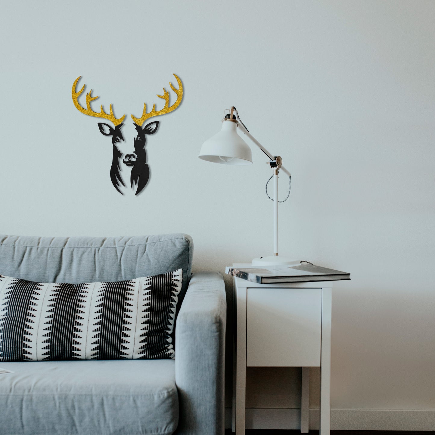 Wandbild - Hirsch - Holz Glitter gold