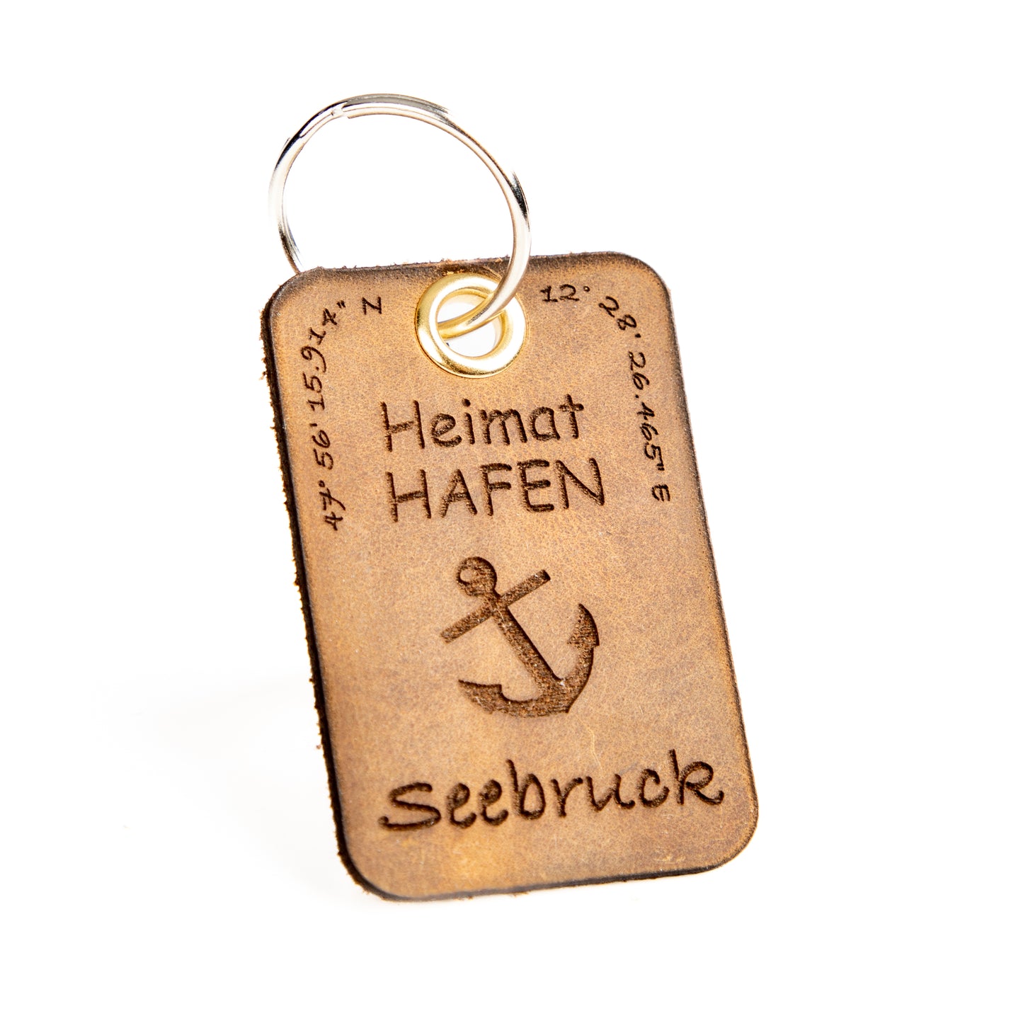 DekoAlm24 Schlüsselanhänger - Heimat HAFEN - Leder - personalisiert