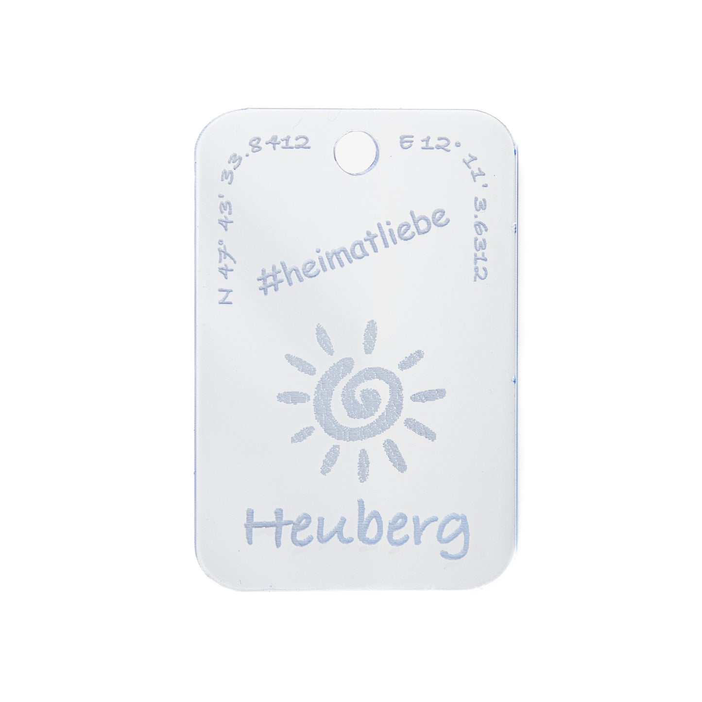 DekoAlm24 Schlüsselanhänger - #heimatliebe - Acrylglas blau fluoreszierend - personalisiert