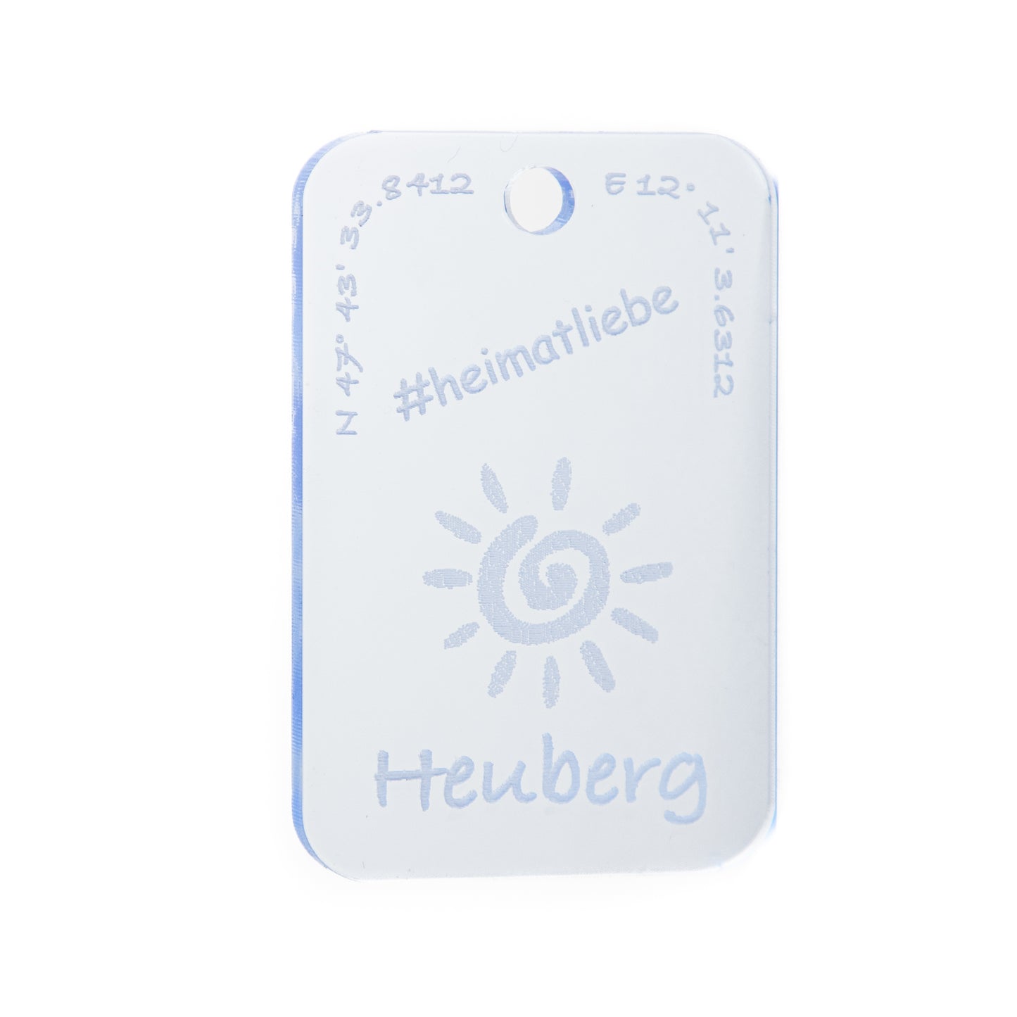 DekoAlm24 Schlüsselanhänger - #heimatliebe - Acrylglas blau fluoreszierend - personalisiert