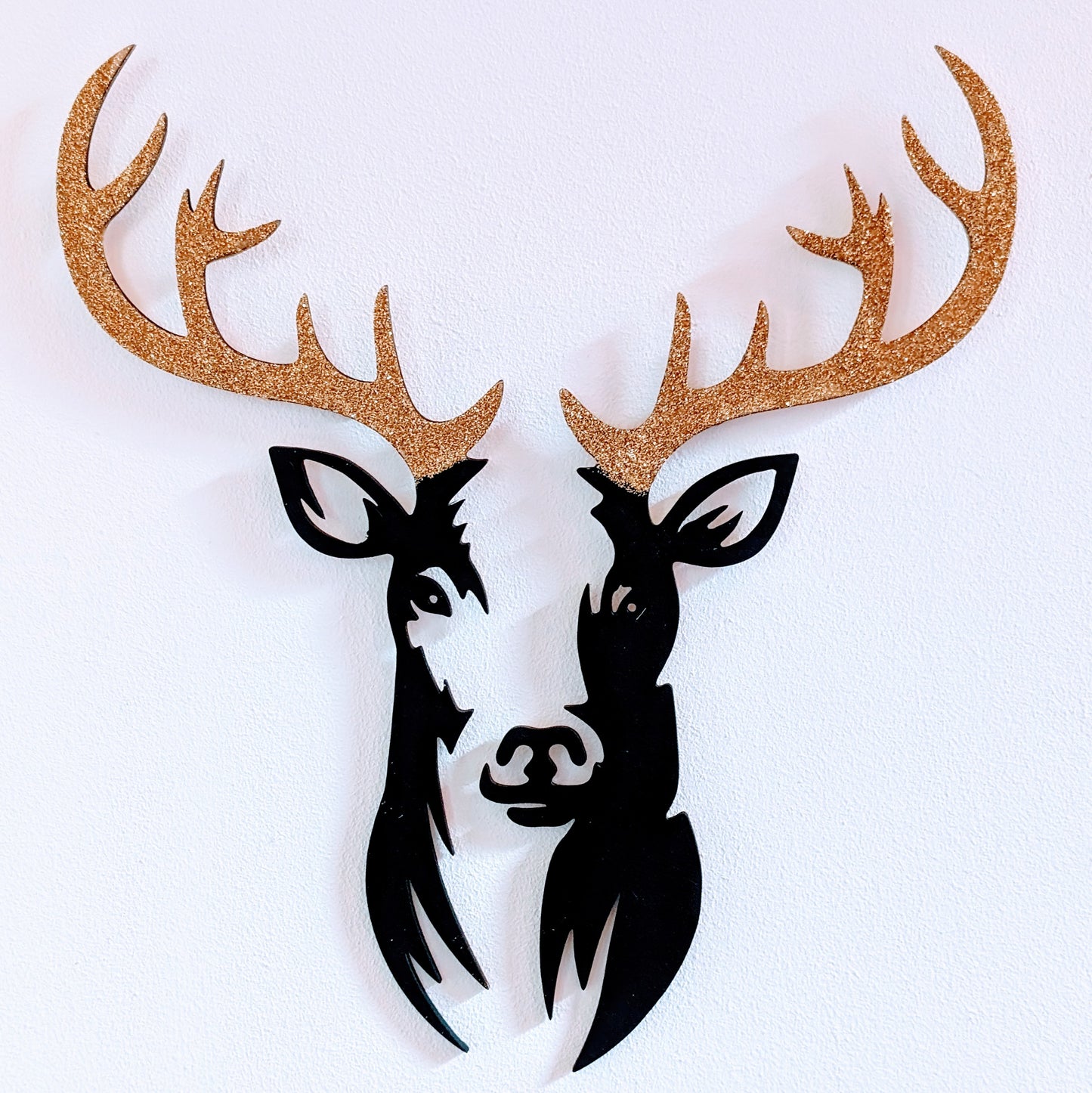 Wandbild - Hirsch - Holz Glitter gold