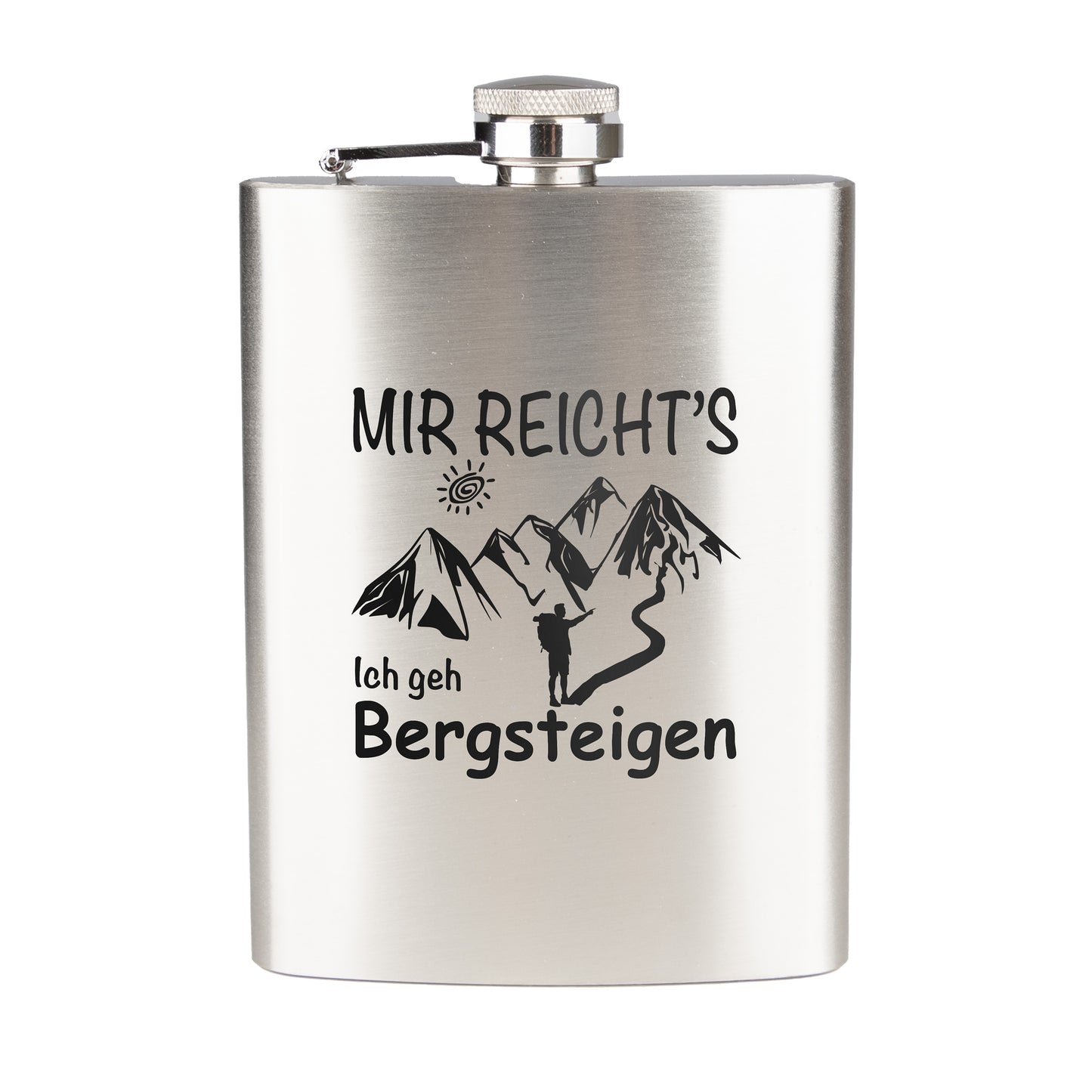 Flachmann Edelstahl - Mir reicht's Ich geh Bergsteigen - graviert