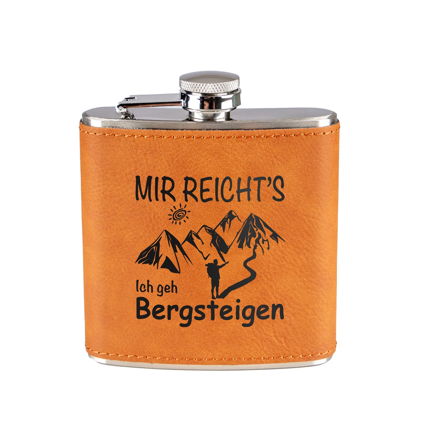Flachmann - Mir reicht's ich geh Bergsteigen - Leder-Optik