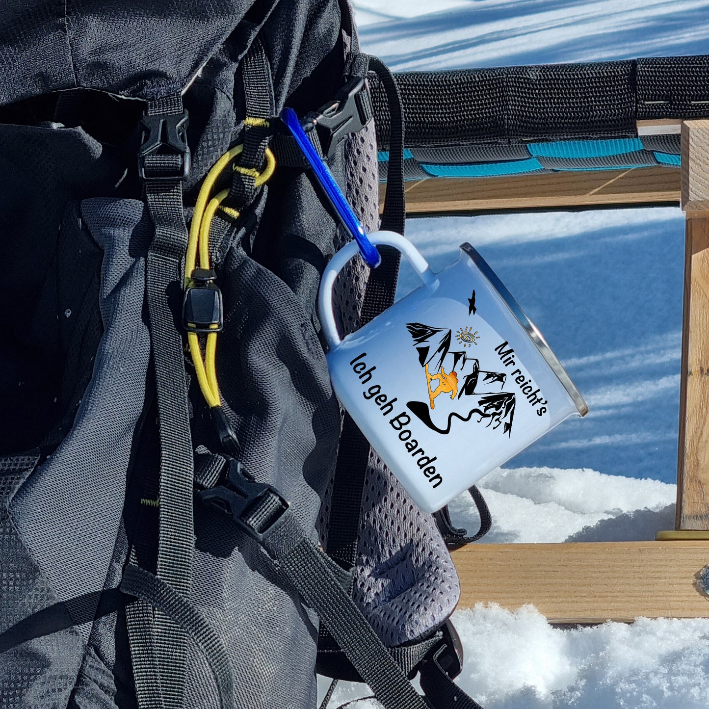 DekoAlm24 Tasse - Mir reicht's Ich geh Boarden - Emaille (Silber)