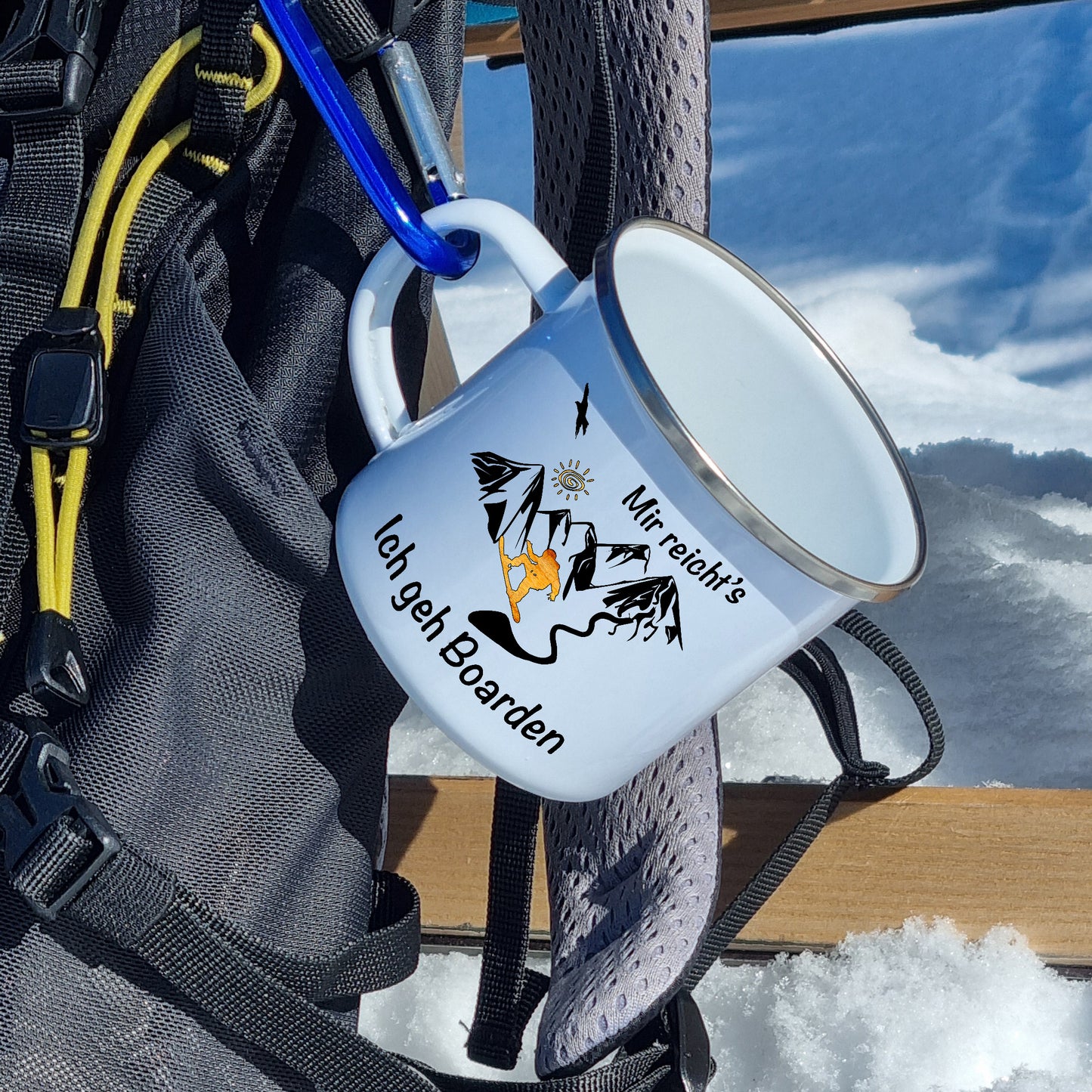 DekoAlm24 Tasse - Mir reicht's Ich geh Boarden - Emaille (Silber)