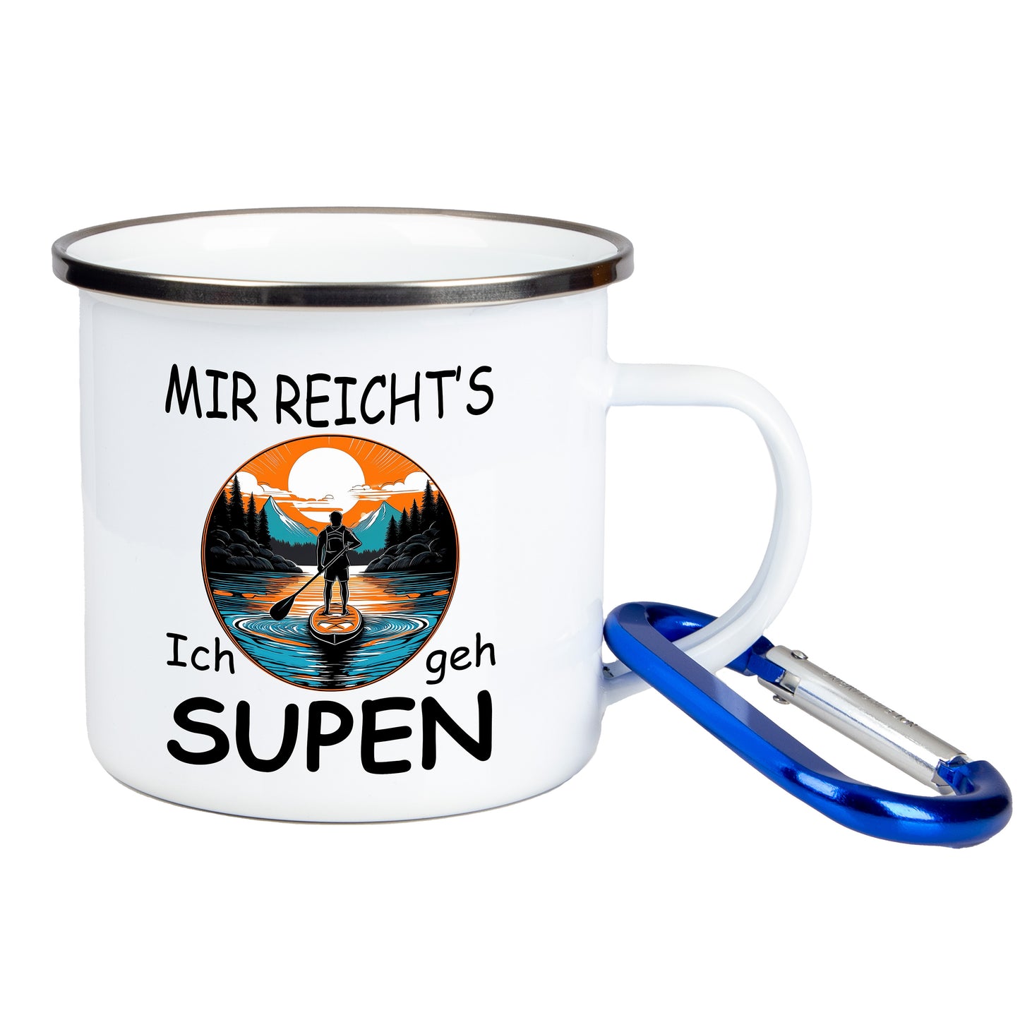 DekoAlm24 Tasse - Mir reicht's, ich geh SUPen - Emaille (Silber)
