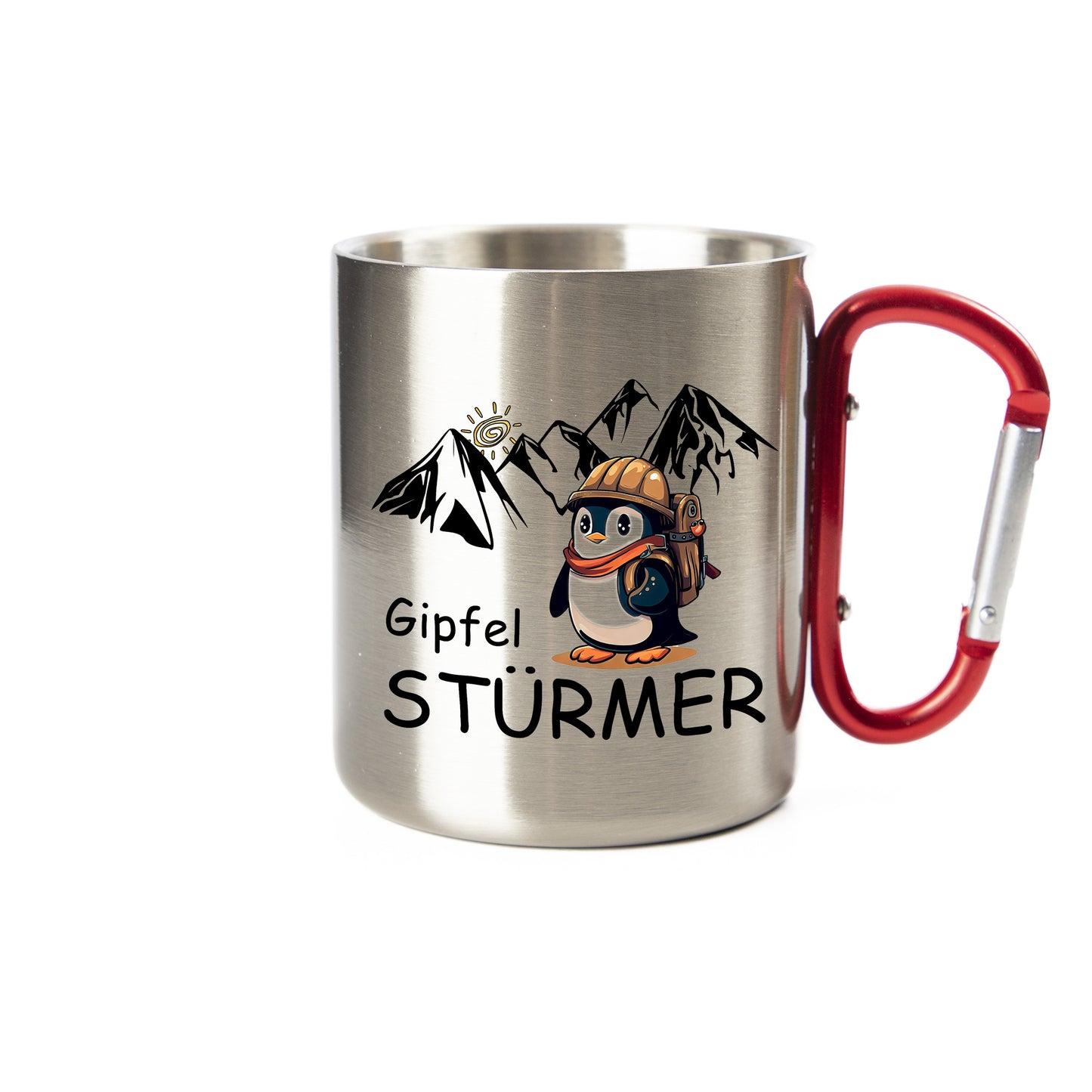 DekoAlm24 Tasse - Pingi - Gipfelstürmer - Edelstahl mit Karabiner