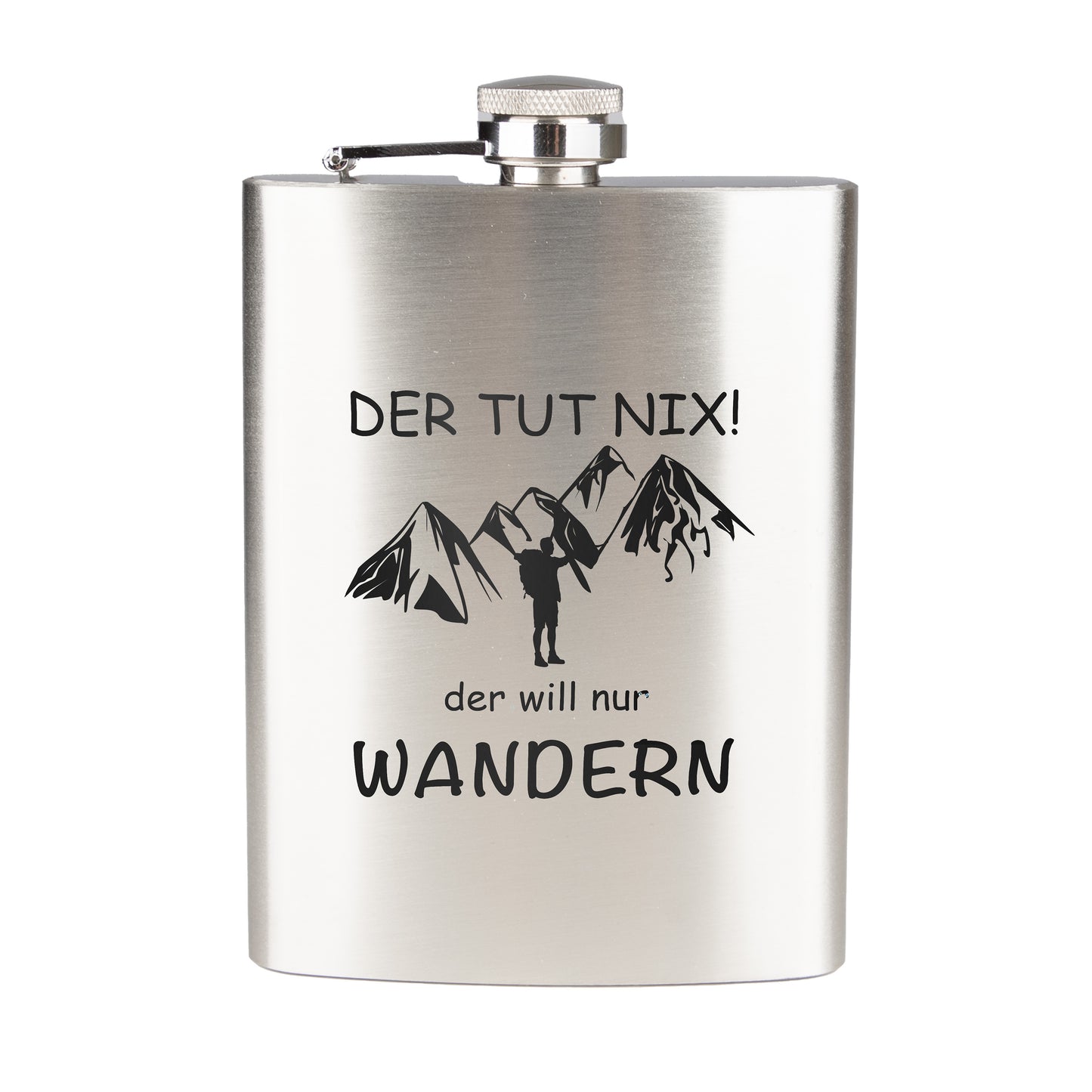Flachmann Edelstahl - Der tut nix der will nur wandern - graviert