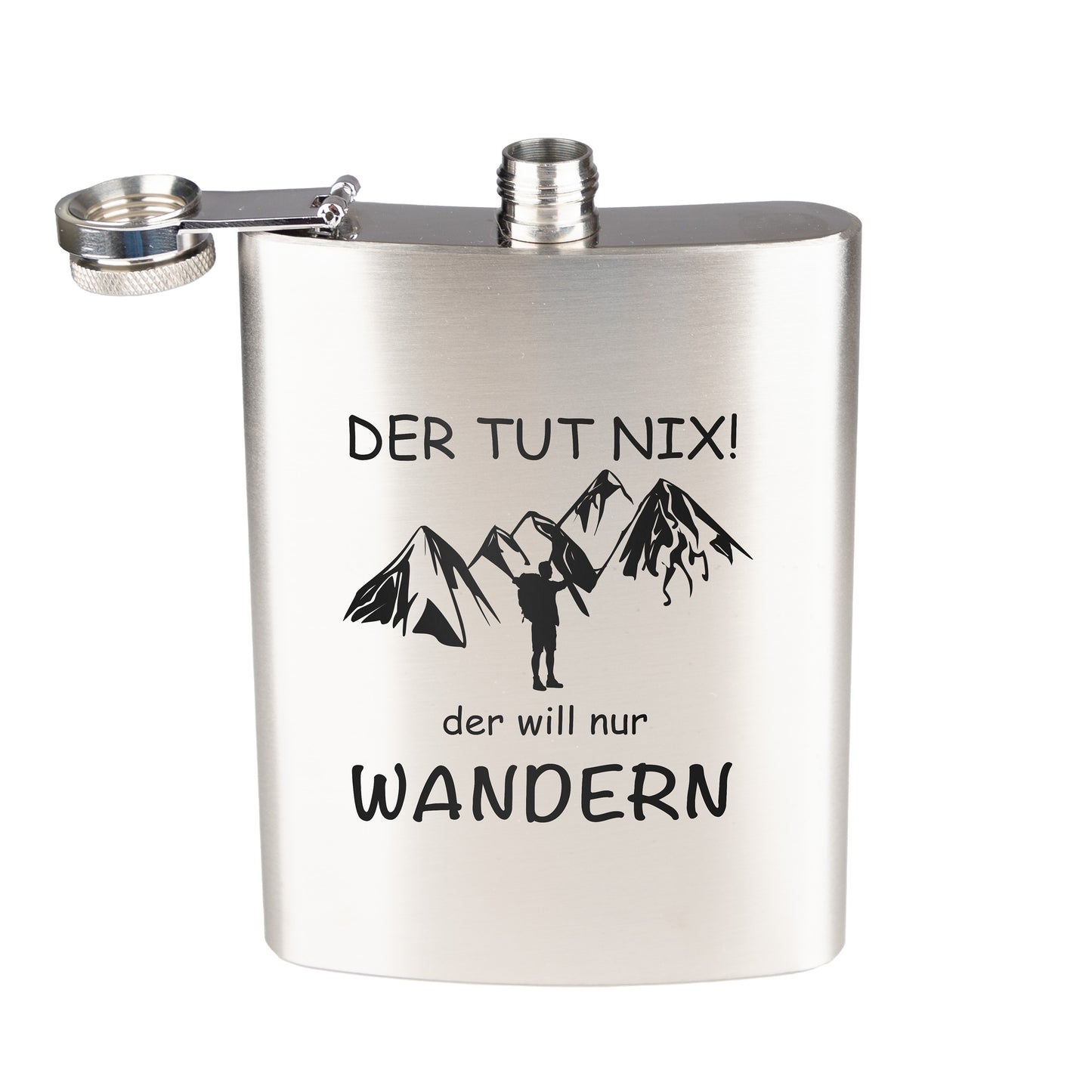 Flachmann Edelstahl - Der tut nix der will nur wandern - graviert