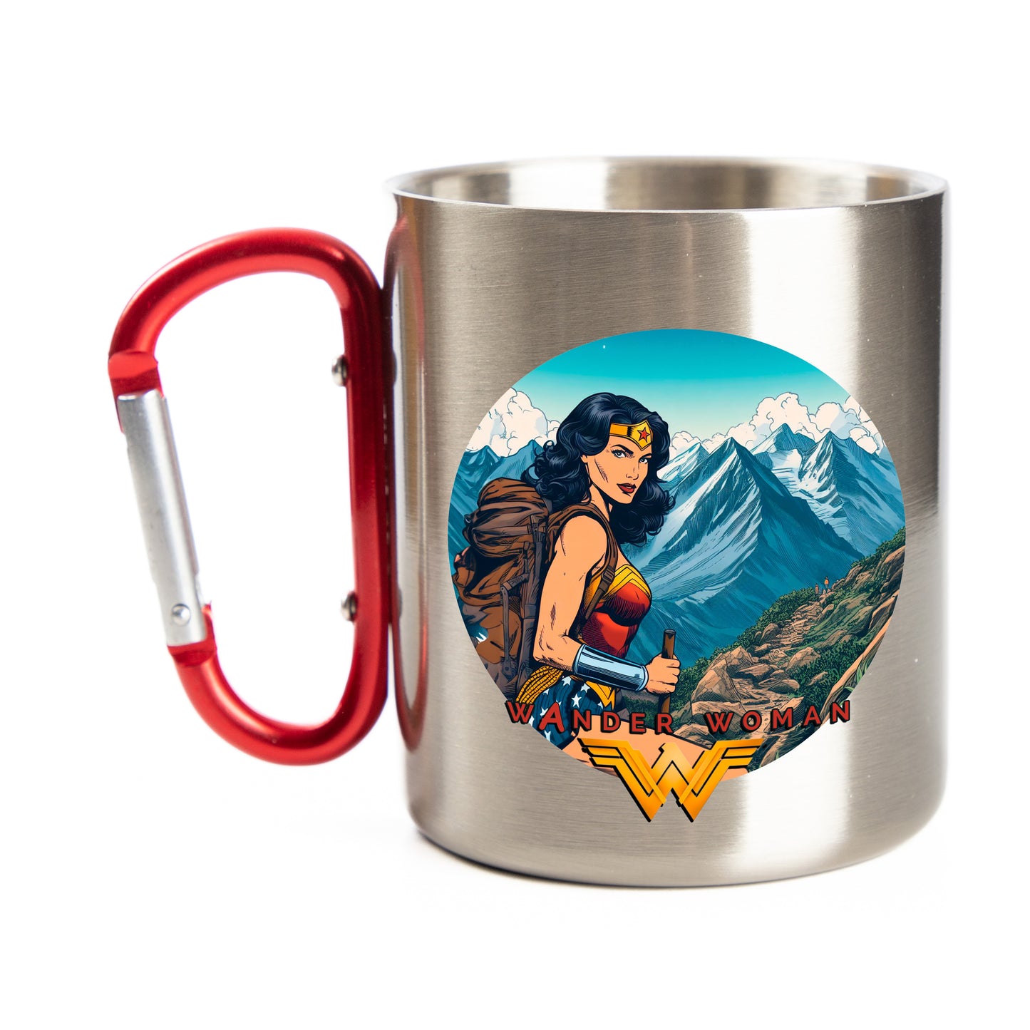 DekoAlm24 Tasse - Wanderwoman - Edelstahl mit Karabiner