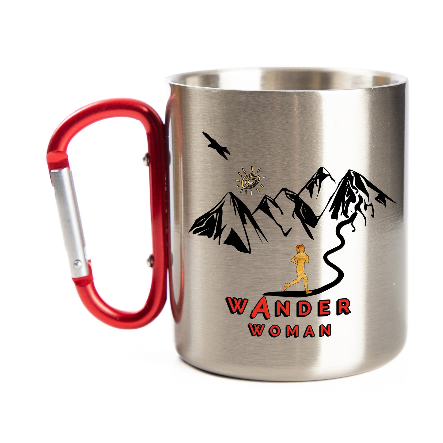 DekoAlm24 Tasse - Wanderwoman - Edelstahl mit Karabiner