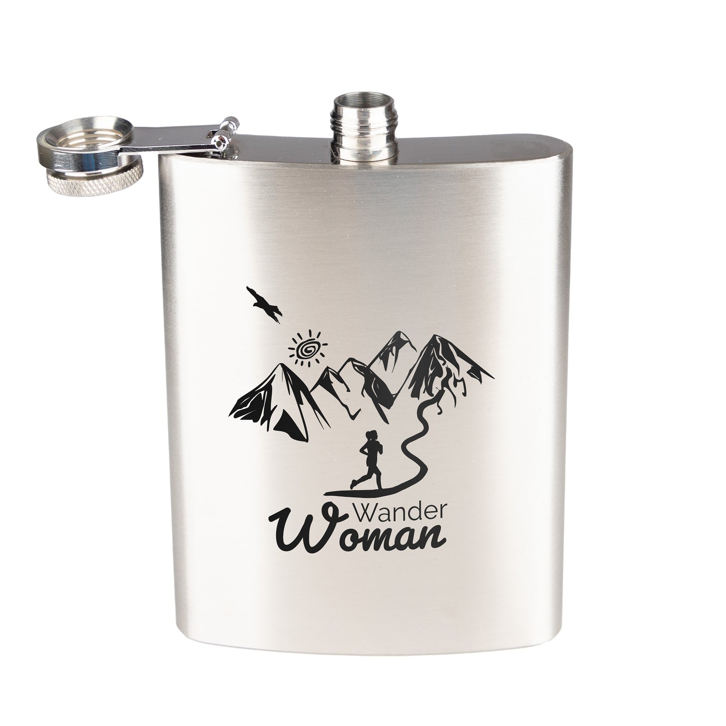 Flachmann Edelstahl - Wanderwoman - graviert