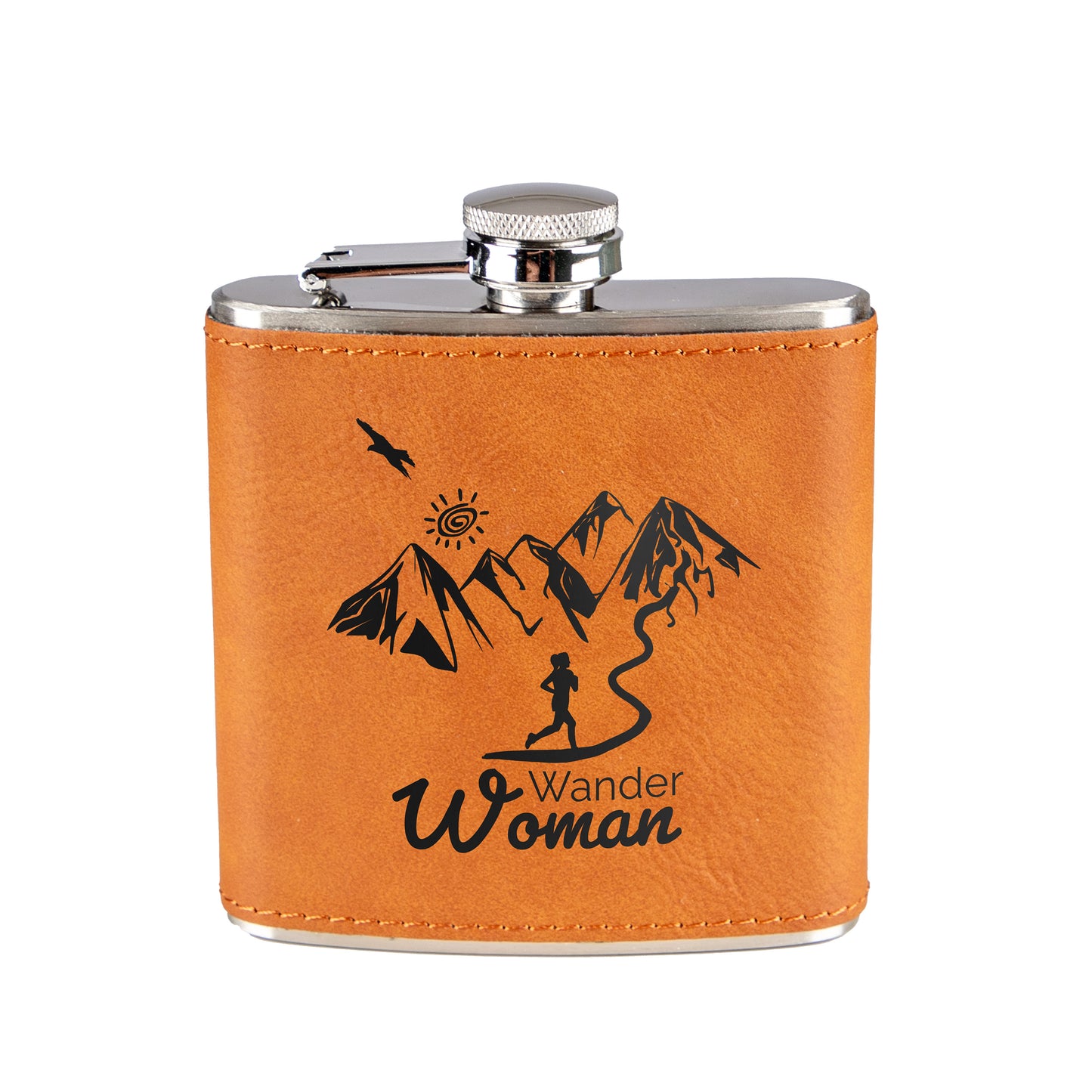 Flachmann - Wanderwoman - Leder-Optik