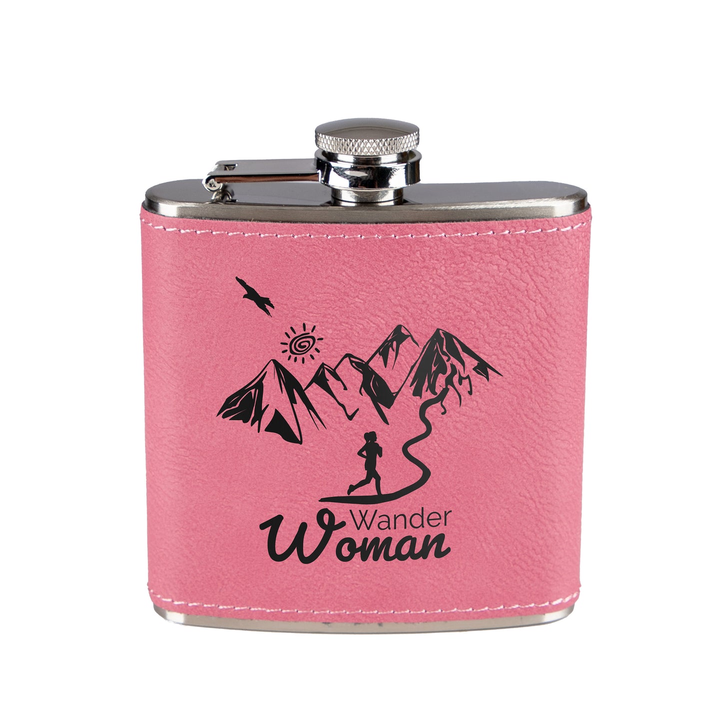 Flachmann - Wanderwoman - Leder-Optik