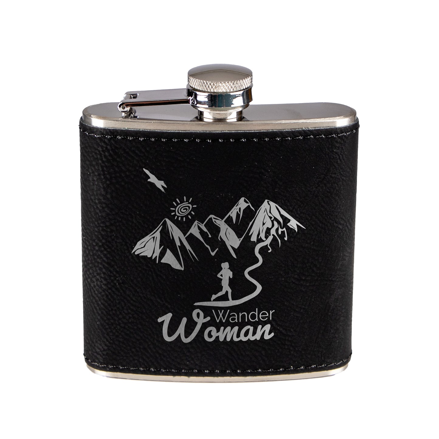 Flachmann - Wanderwoman - Leder-Optik