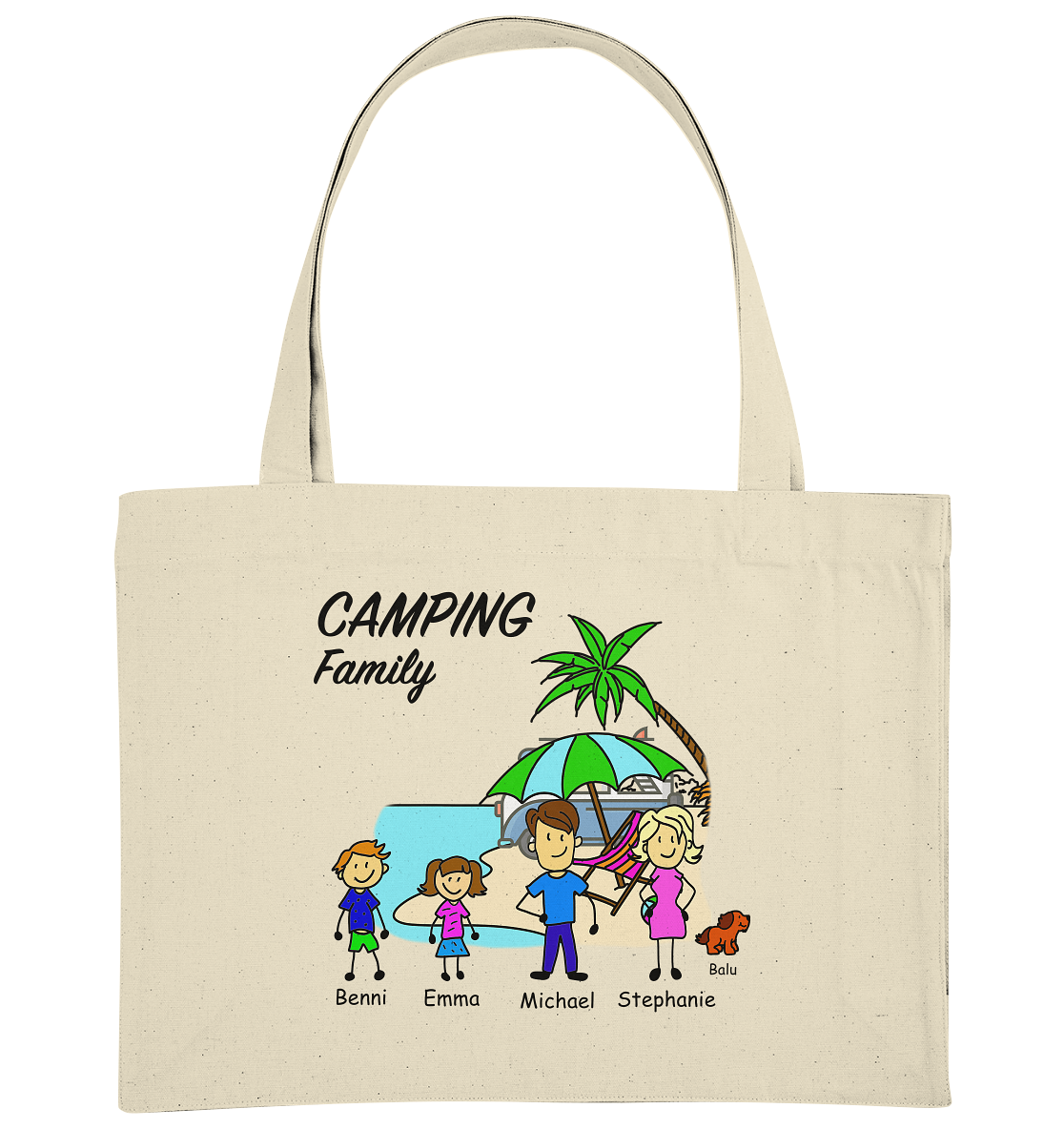 Personalisierte Organic Shopping-Bag Einkaufstasche | Camping Family