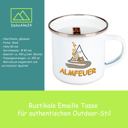 Terrassenfeuer | Schmelzlicht - Camping Family | personalisiert - Emaille - Outdoor-Kerze - DekoAlm24