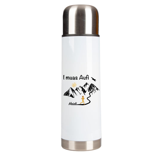 DekoAlm24 Thermosflasche - I muas Aufi - personalisiert - Edelstahl