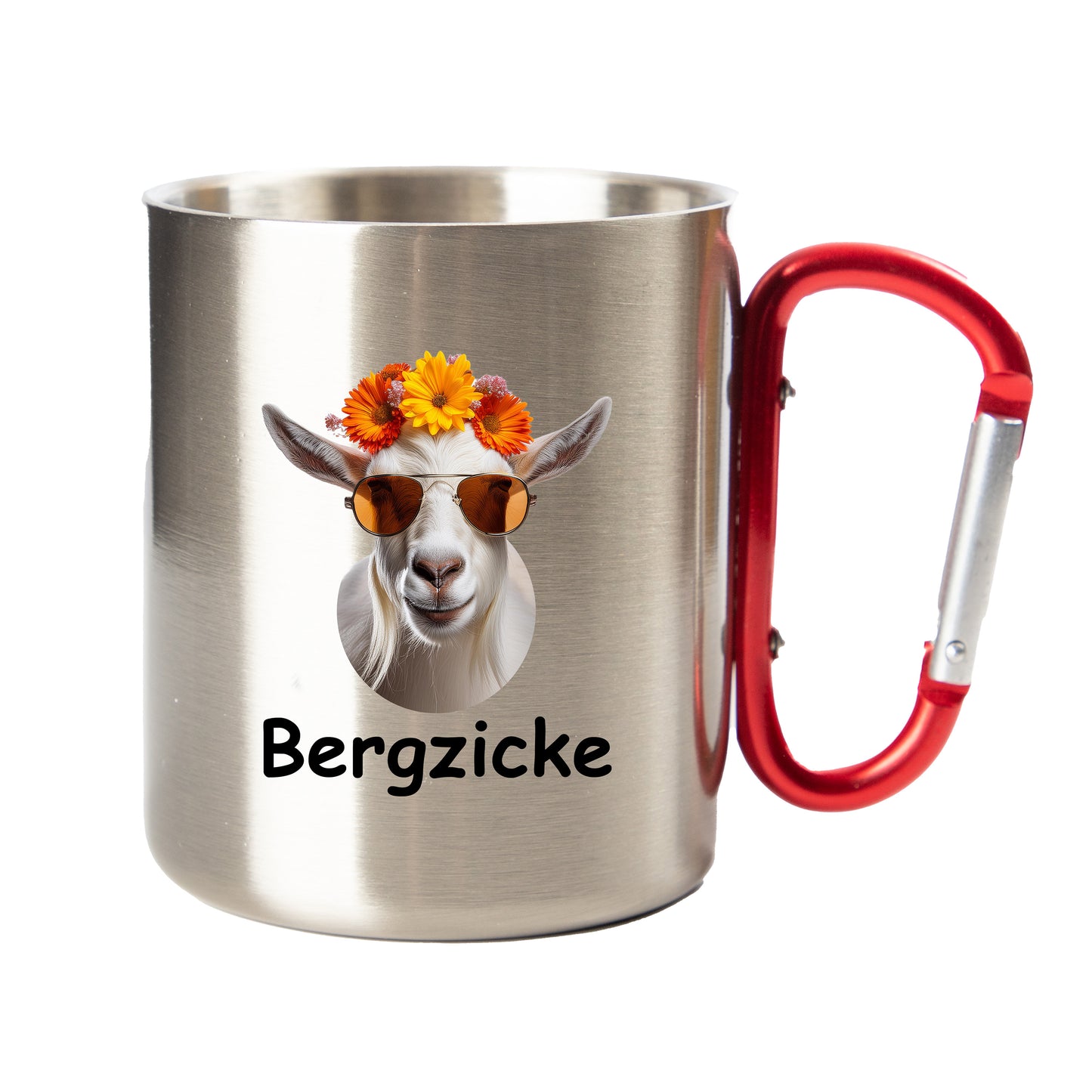 DekoAlm24 Tasse - Bergzicke - Edelstahl mit Karabiner