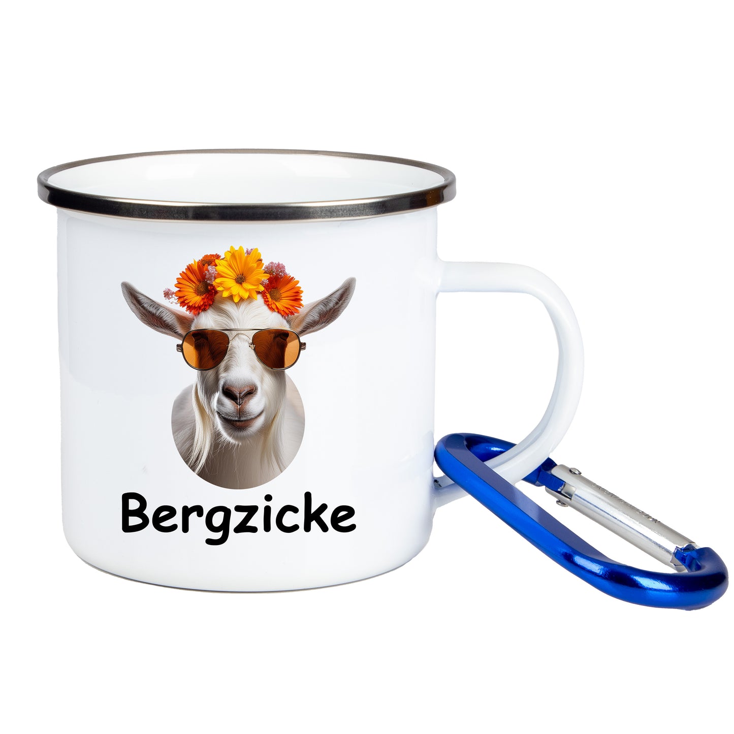 DekoAlm24 Tasse - Bergzicke - Emaille (Silber)