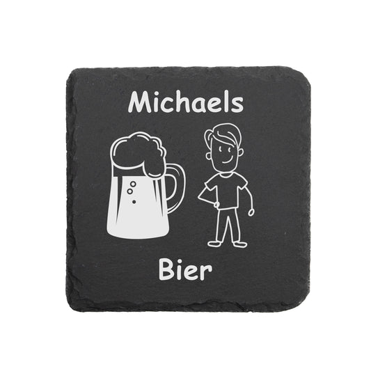 Glasuntersetzer - Schiefer - Bier - personalisiert