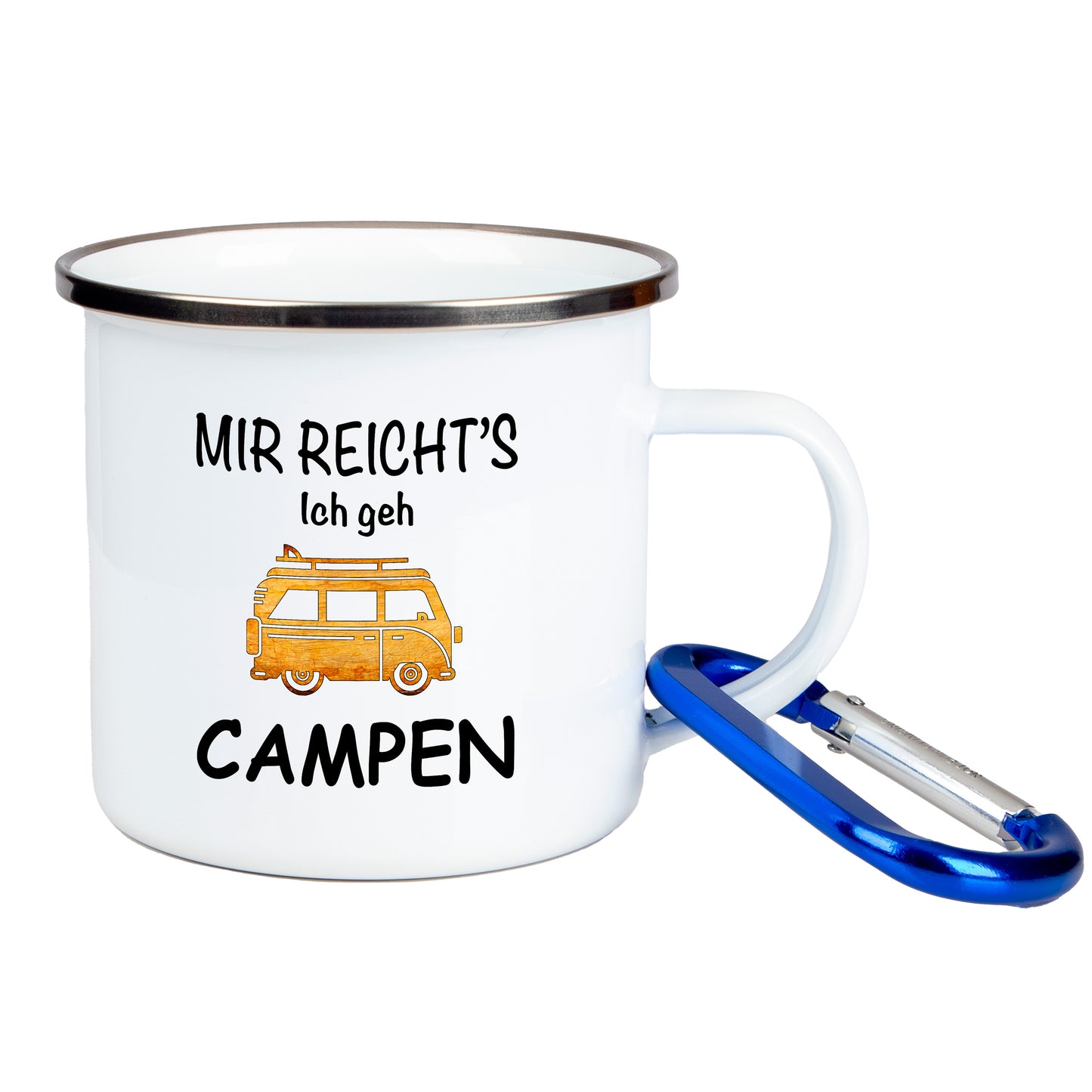 DekoAlm24 Tasse - Mir Reicht's Ich geh CAMPEN - Emaille (Silber)