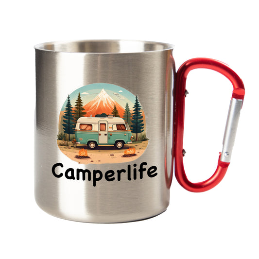 Edelstahl Tasse / Thermo Becher mit Karabiner | Camperlife