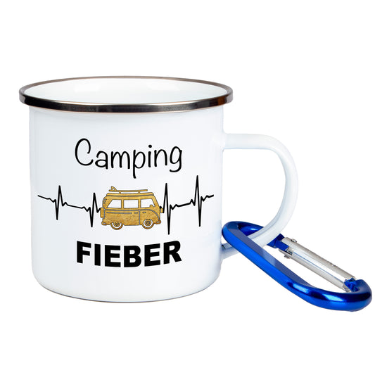 DekoAlm24 Tasse - Campingfieber - Emaille (Silber)