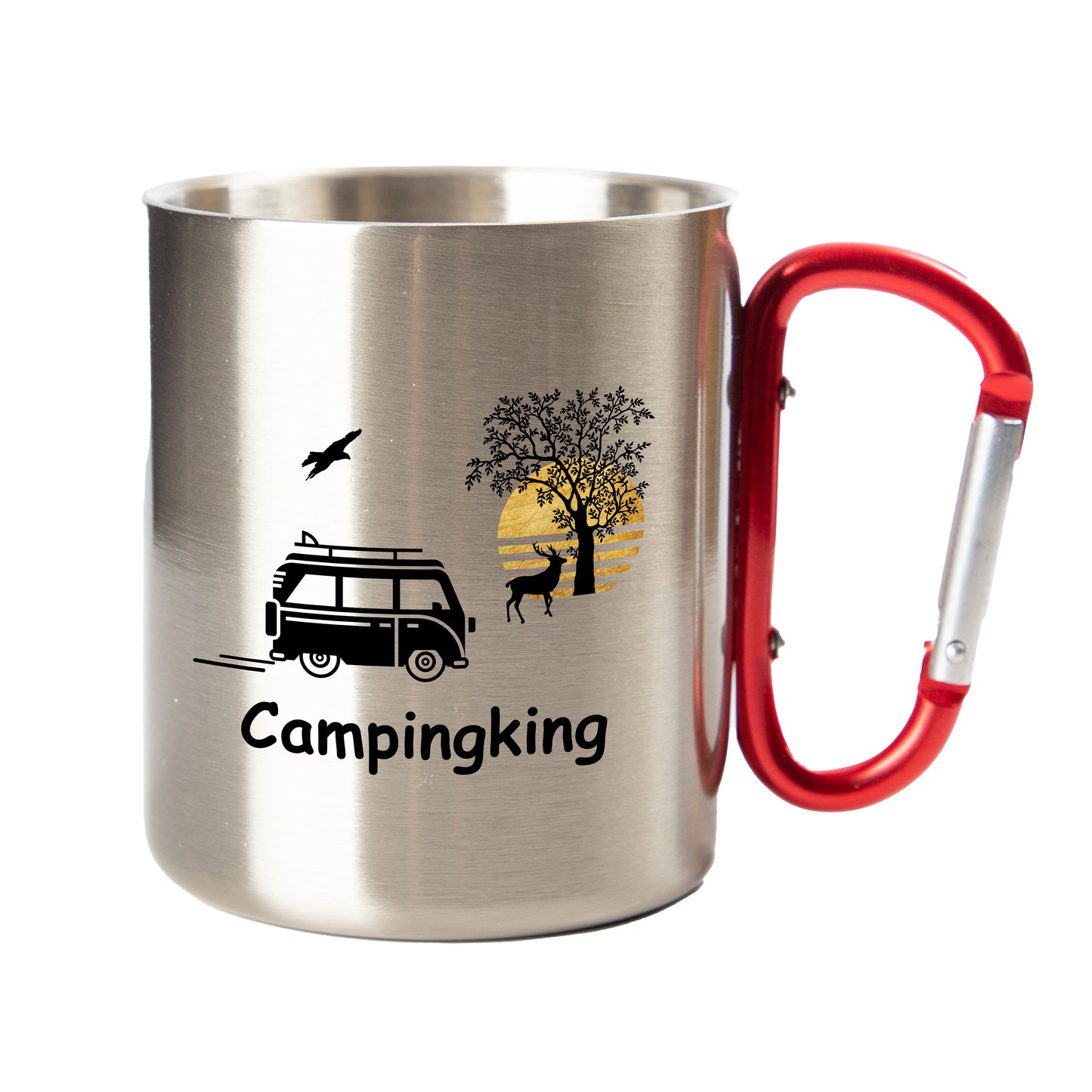 Edelstahl Tasse / Thermo Becher mit Karabiner | Campingking