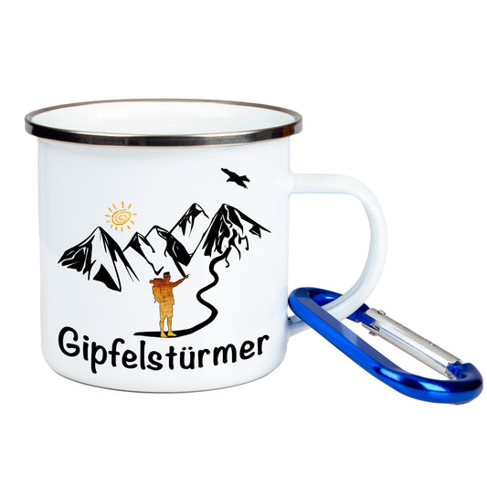 DekoAlm24 Tasse - Gipfelstürmer - Emaille (Silber)