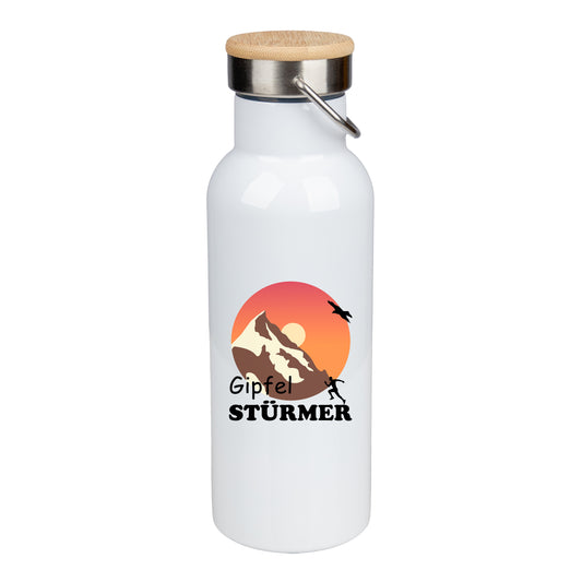 Edelstahl Trinkflasche 500ml mit Bambusdeckel | Gipfelstürmer sundowner