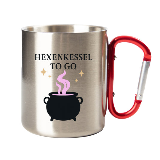 Edelstahl Tasse / Thermo Becher mit Karabiner | Hexenkessel