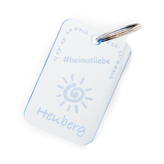 DekoAlm24 Schlüsselanhänger - #heimatliebe - Acrylglas blau fluoreszierend - personalisiert
