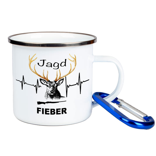 DekoAlm24 Tasse - Jagdfieber - Emaille (Silber)