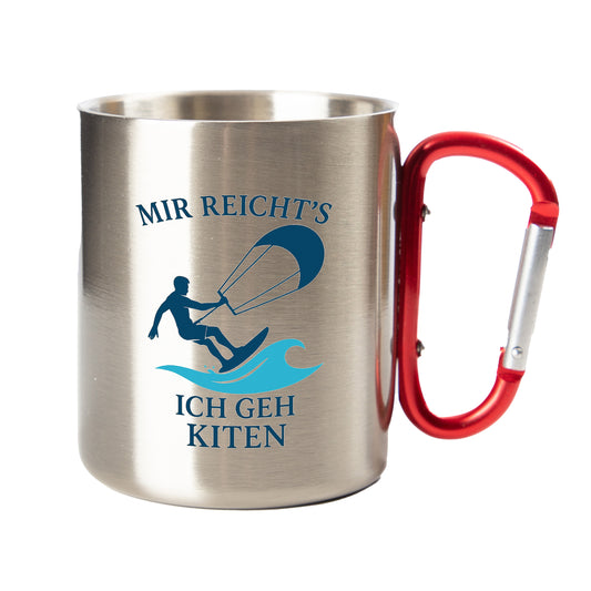 Edelstahl Tasse / Thermo Becher mit Karabiner | Mir reicht's Ich geh Kiten